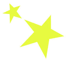 Two bright, pixelated yellow stars of different sizes on a black background, positioned diagonally as if guiding the way to Navan Adventure Centre, with the smaller star above and to the left of the larger star.